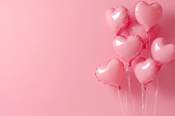 Pink Background With Heartshaped Balloons Perfect For Valentines Day