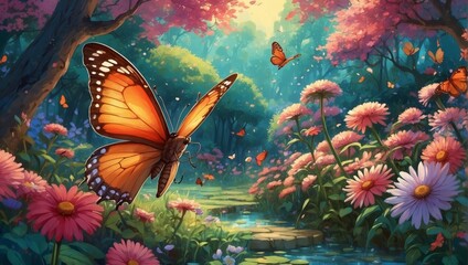 Fototapeta na wymiar a illustration of beatiful butterfly fantasy