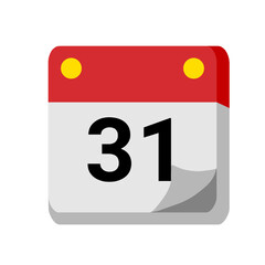 Fototapeta premium 31 days of the month calendar isolated on white transparent background for event, birthday, date, month, day, appointment, agenda, business and deadline. empty month for text 