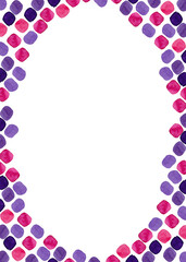 Abstract frame in retro 90s colors. Rectangular frame made of watercolor stains