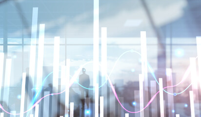 Charts trading modern abstract City background. Mixed Media