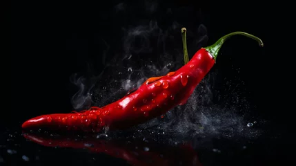 Zelfklevend Fotobehang Fresh hot red chili pepper © Fauzia