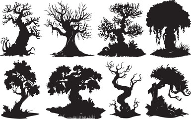 Set Trees. Hand drawn vector illustration