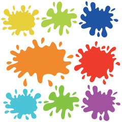 Vector set of paint splash brush strokes isolated on white background illustration