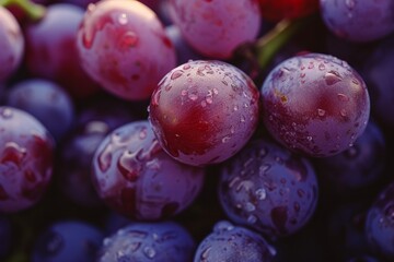Vibrant Organic Red Grapes Closeup With Captivatingly Textured Winelike Appearance