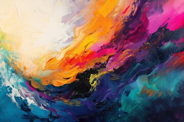 Vividly Dynamic Abstract Painting: Kaleidoscope Of Color And Texture