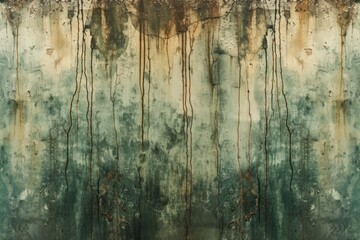 Vintage Grunge Texture With Faded Green Paint And Rusty Drips, Ideal For Banners