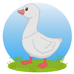 Cartoon adorable goose. Goose in kawaii style. Kawaii style. Vector illustration of drawings, prints and patterns. Illustration for children