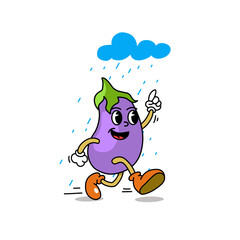 Illustration of cute fruit and vegetable cartoon character with eye and hand