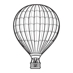 Obraz premium Hot air balloon outline coloring page illustration for children and adult