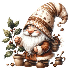 Gnome Holding Coffee Illustration