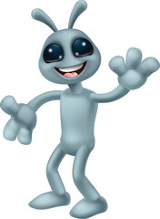 An alien grey or gray fun cartoon character mascot