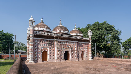Scenic landscape view of ancient Nayabad mosque on a bright morning, Kaharole, Dinajpur, Bangladesh