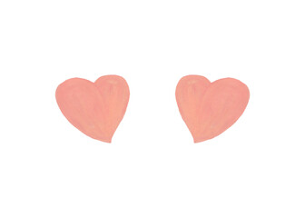 Two hearts in a fashionable peach color. Isolated acrylic illustration