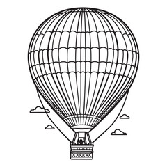 Naklejka premium Hot air balloon outline coloring page illustration for children and adult