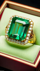 Emerald Jewelry, Gemstone, Precious, Green, Luxury, Fashion, Accessories, Earrings, Ring, Glamour, Sparkle, Gem, Elegant, AI Generated