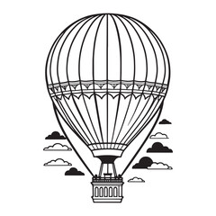 Obraz premium Hot air balloon outline coloring page illustration for children and adult