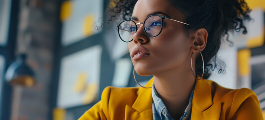 Thinking about how to take the business to technological heights. Cropped shot of an attractive young businesswoman working in her office. - obrazy, fototapety, plakaty