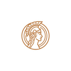 Athena line art logo icon design template