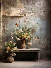 Fototapeta na wymiar flowers on the wall