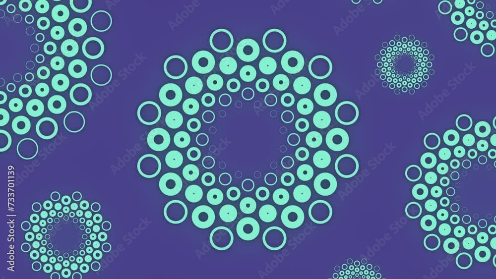 Leinwandbilder Composition with a pattern of circles and dots. 3d rendering loop animation 4K