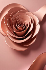 Illustration of rose copper shape on a background of pink, in the style of flowing lines