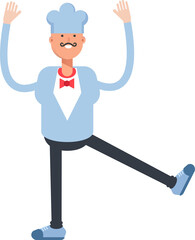 Waiter Character Relaxing Illustration
