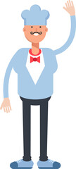 Waiter Character Raising Hand Illustration
