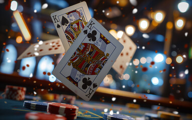 playing cards, gambling concept in a casino environment