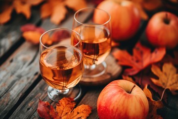Cider tasting. Autumn background 