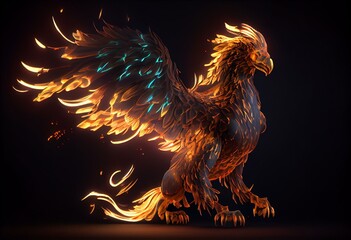 A mythical ancient glowing griffin created with Generative AI technology