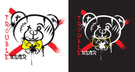 Graffiti teddy bear Illustration, streetwear teddy bear, street style graffiti Art