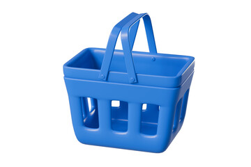 Product empty blue shopping basket cart. shop online concept. 3d rendering.