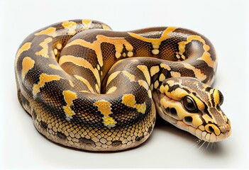 ball python snake on isolated white background. Generative AI