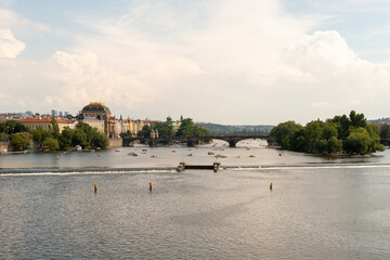 View of the Vltava river. in Prague, Czech Republic
