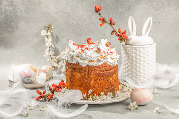 Traditional easter cake or brioche. Paska or Panettone Bread