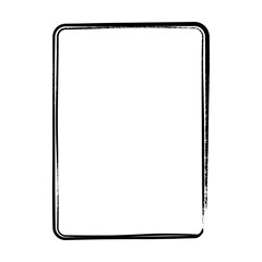 Frame border curved grunge shape icon, vertical rectangle decorative doodle element for design in vector illustration