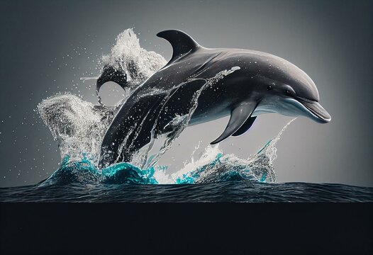 A dolphin jumping out of the water generative AI