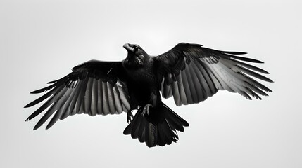 Majestic black bird in flight captured in monochrome. perfect for themed artwork and posters. graceful nature photography. AI