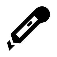 Stationery knife Icon vector black color on white backgroud 10 eps