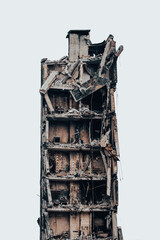 destroyed and burned houses in the city Russia Ukraine war