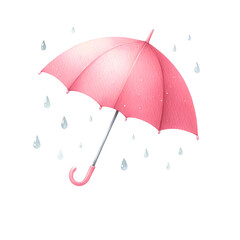 Red umbrella with rain
