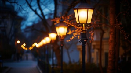 Illuminated Night Street: Bathed in the Glow of City Lights, Evoking a Sense of Mystery and Beauty in the Urban Landscape