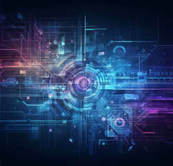 Futuristic digital technology background with cybernetic elements