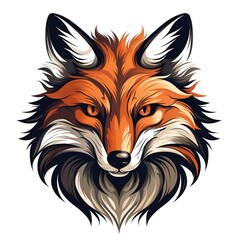 fox emblem, kitschy vintage retro simple on a white background. 