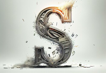 Dollar sign. American money. Cash white background, us bill. Money falling. Generative AI