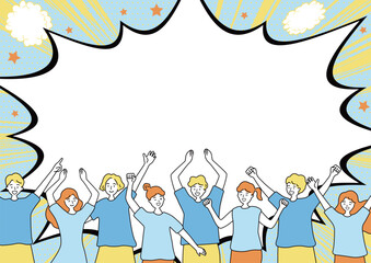 盛り上がる大勢の人達