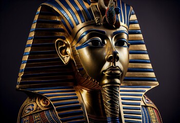 Isolated egyptian pharaoh Tutankhamun's funeral mask. Generative AI