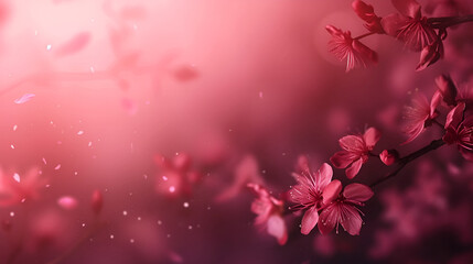 with free space sakura on dark cherry background with space for text