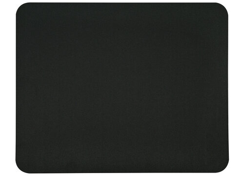 Black mouse pad made of rubber-based fabric isolated on a white background. Top view.